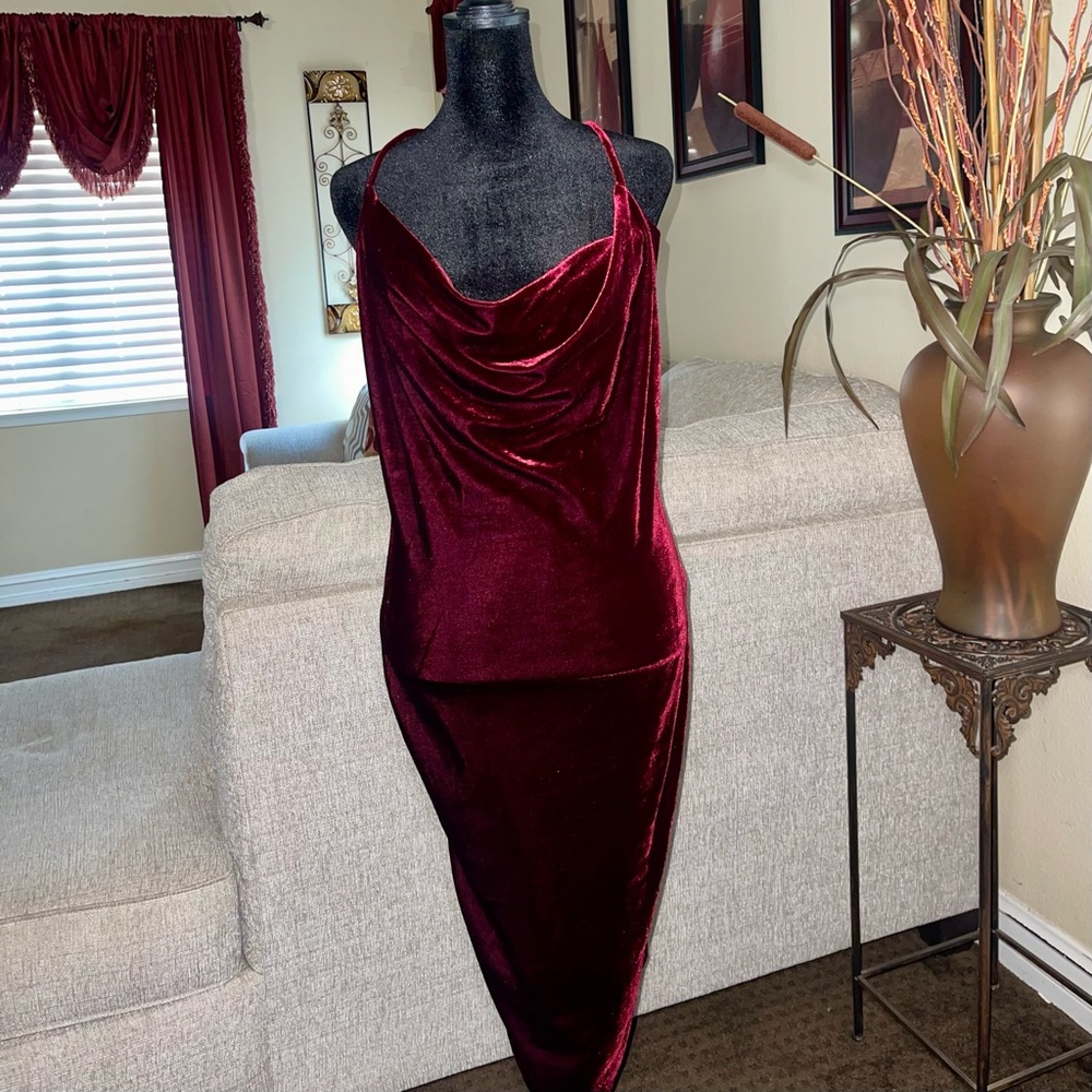 Elegant Burgundy Velvet Dress
